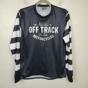 Off Track Motorcycles Long Beach Shirt Mens Small Long Sleeve Black White Biker